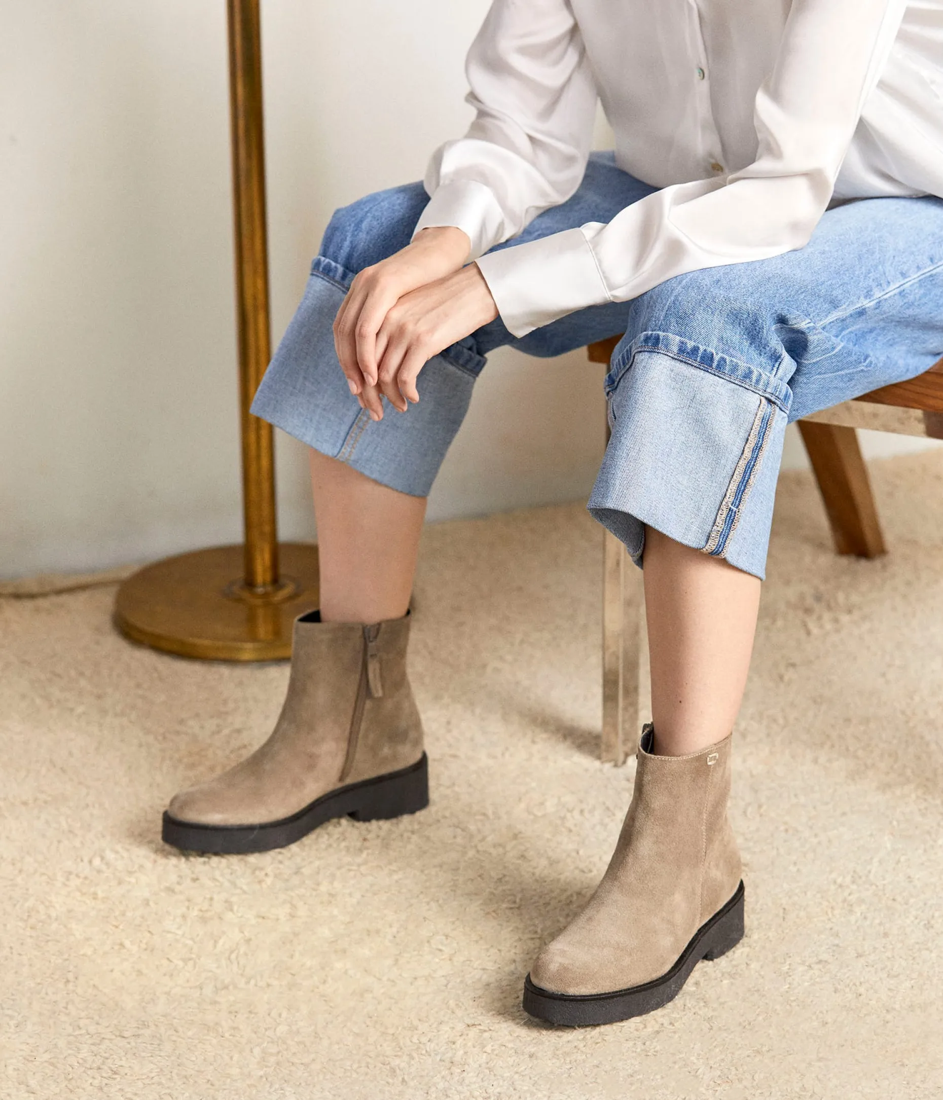 Store Mellow Yellow Boots cuir velours Isaure TAUPE