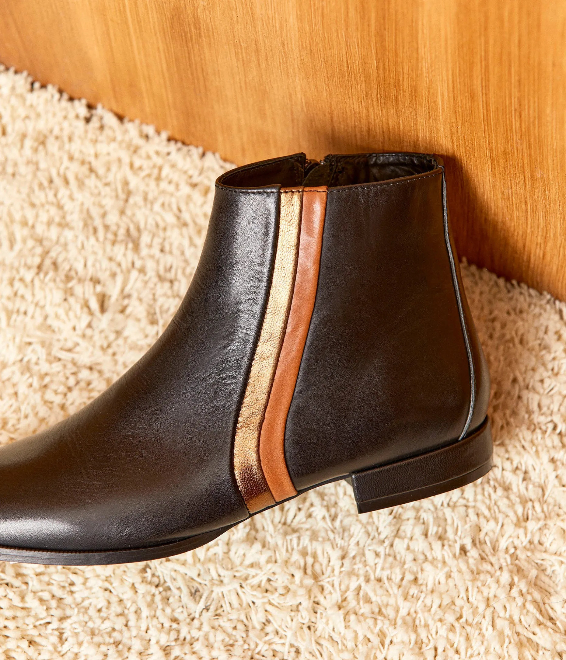 Sale Mellow Yellow Boots lignes bicolores Jean NOIR