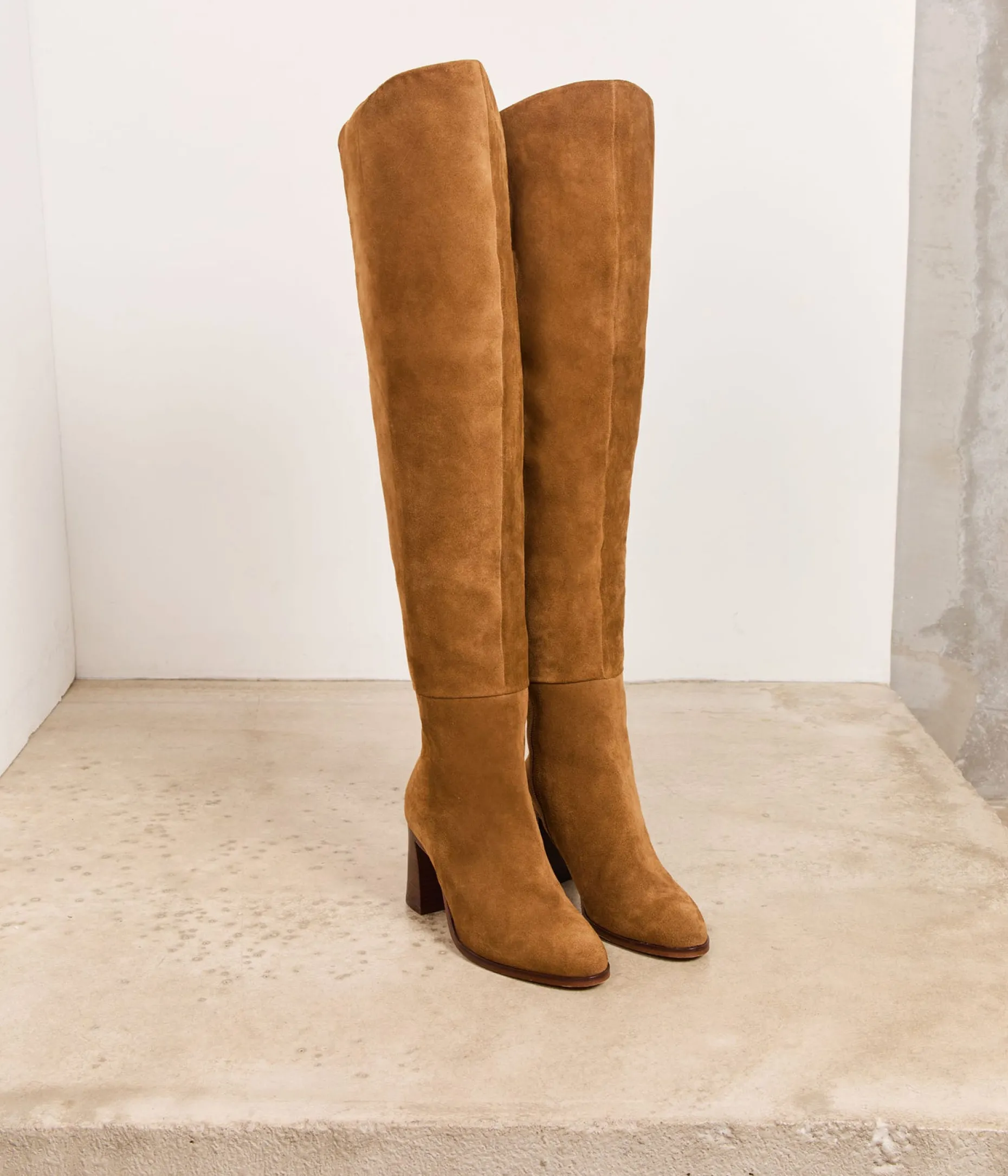 Outlet Mellow Yellow Cuissardes velours Viviane CAMEL