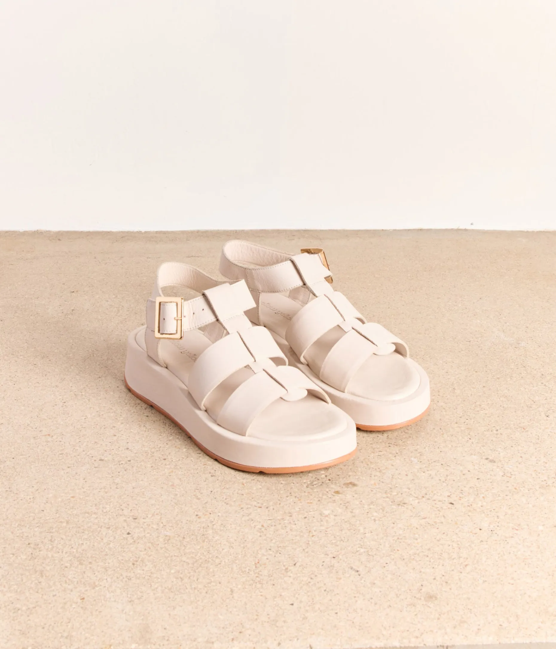 New Mellow Yellow Sandales cuir écru Billie ECRU