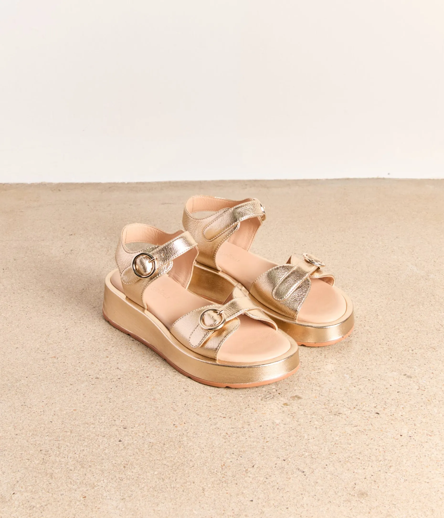 Store Mellow Yellow Sandales cuir platine Rivera OR