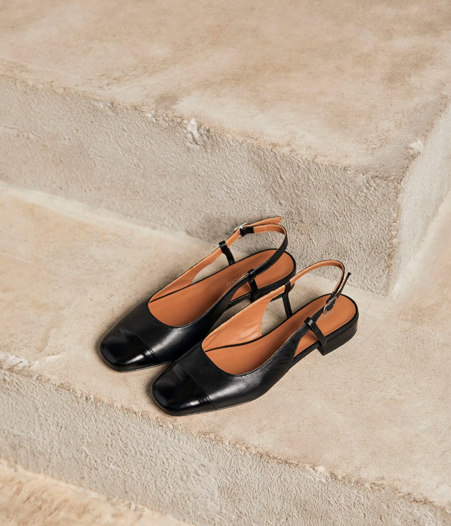 New Mellow Yellow Slingbacks cuir noir Georgia